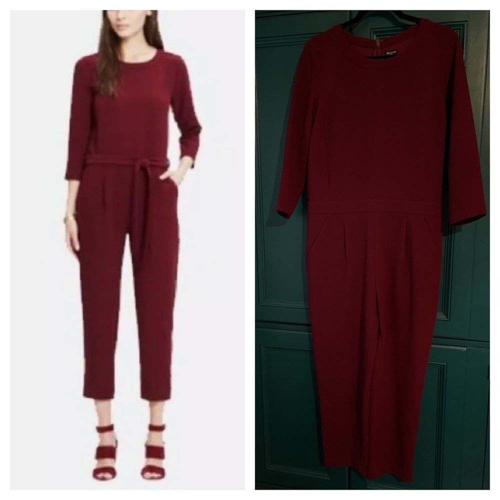 Madewell Sloan Jumpsuit pants romper burgundy pantsnsuit size 6
